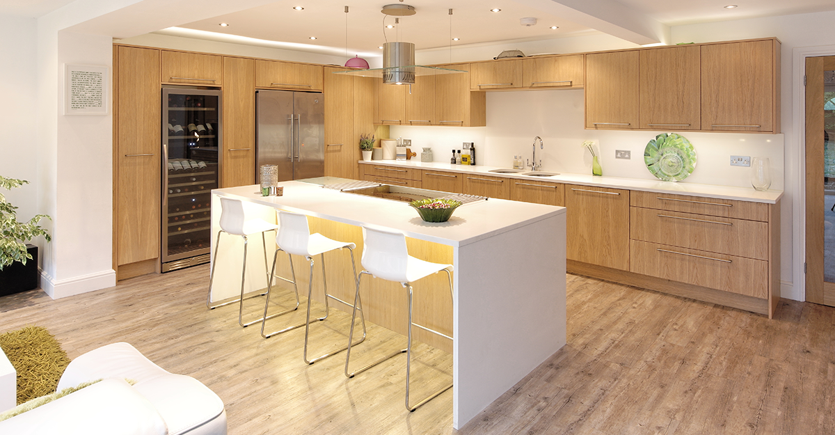 oak flat door contemporary kitcehen